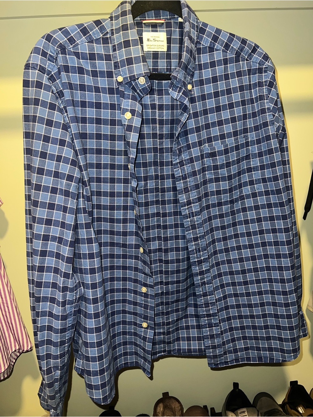 Ben Sherman Blue Plaid Button-Down Dress Shirt